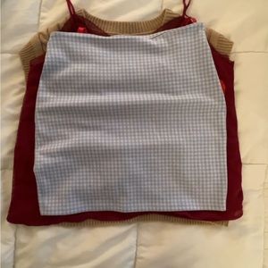 blue plaid mini pencil skirt